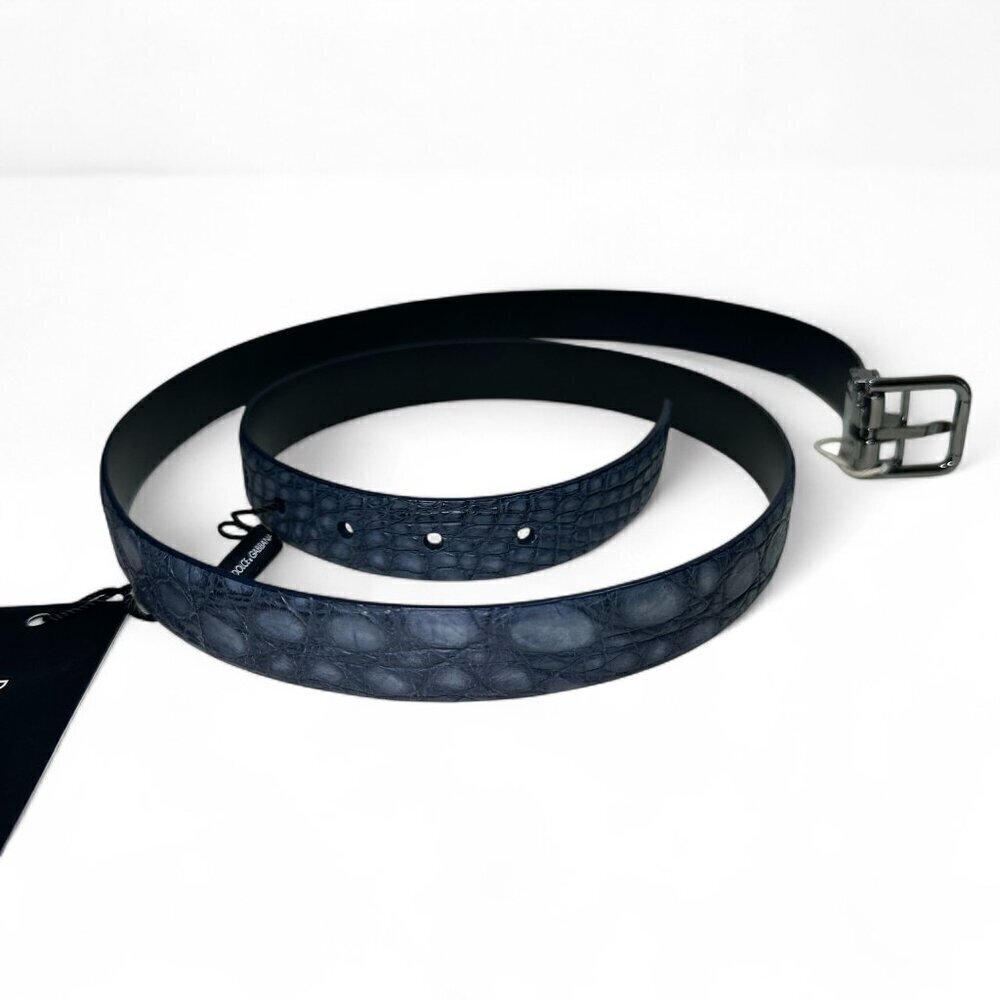 DOLCE & GABBANA Men's Genuine Crocodile Belt Size 110 cm/44 in Blue NWT - Picture 15 of 15